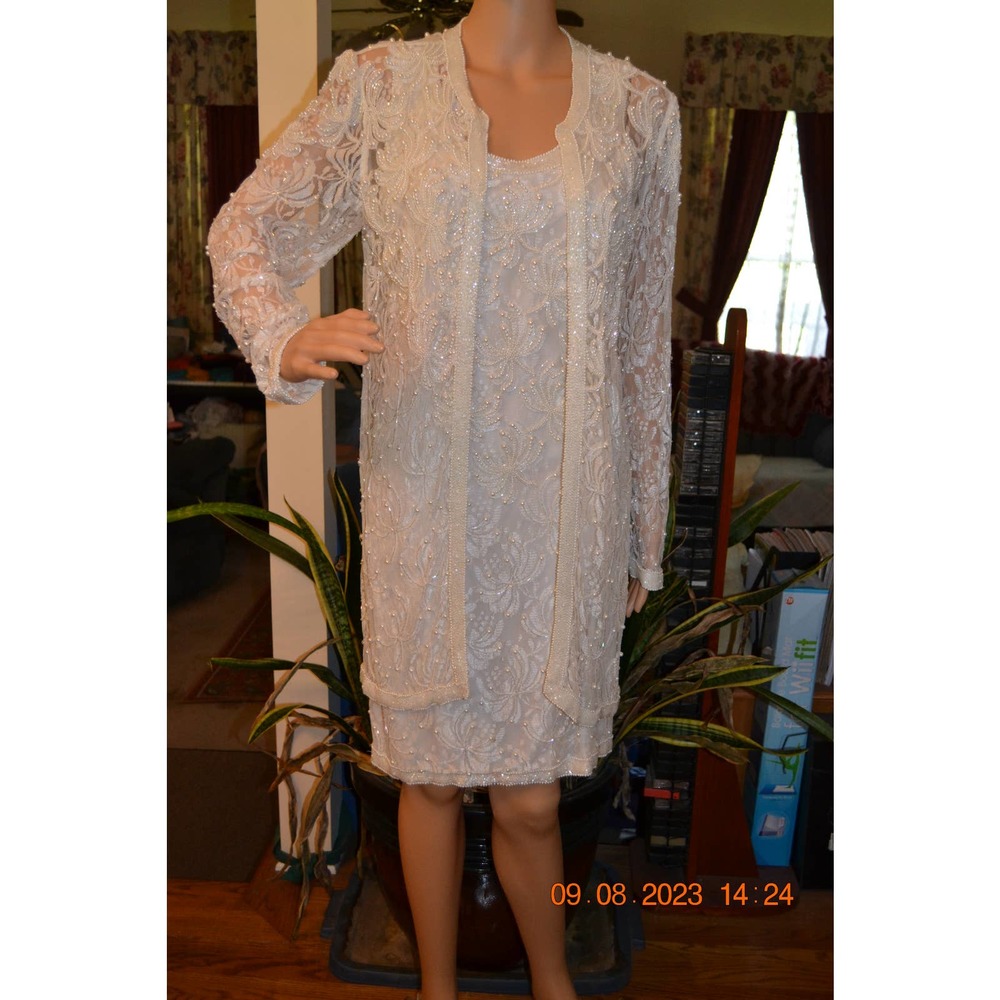 Vintage Scala bead and pearl dress with full jacket (m)